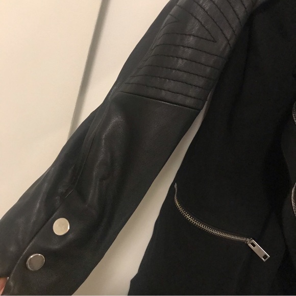 Zara Moto jacket with Leather sleeves - Picture 3 of 4